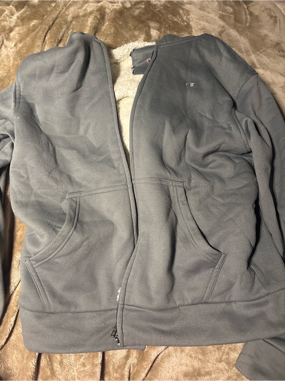 Champion Men’s Gray Sherpa-Lined Zip Jacket